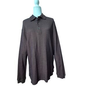 Axis Men’s Polo Shirt Long Sleeve Silk Cotton Collar SZ M